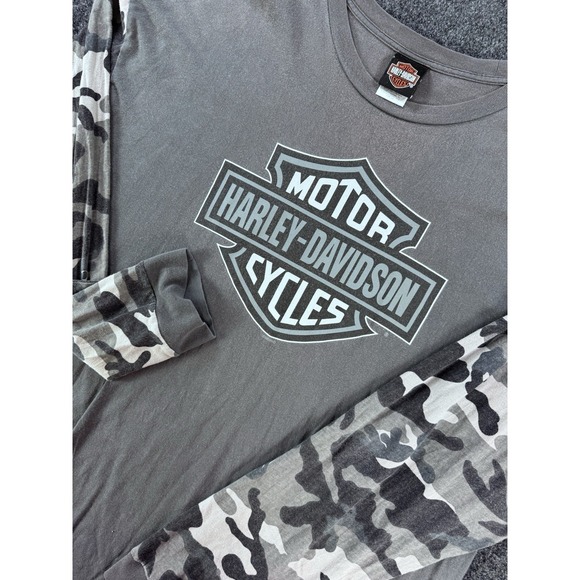 Harley-Davidson Other - 2006 Harley Davidson Long Sleeve T Shirt Camo Sleeves Gray Mens 3XL Biker